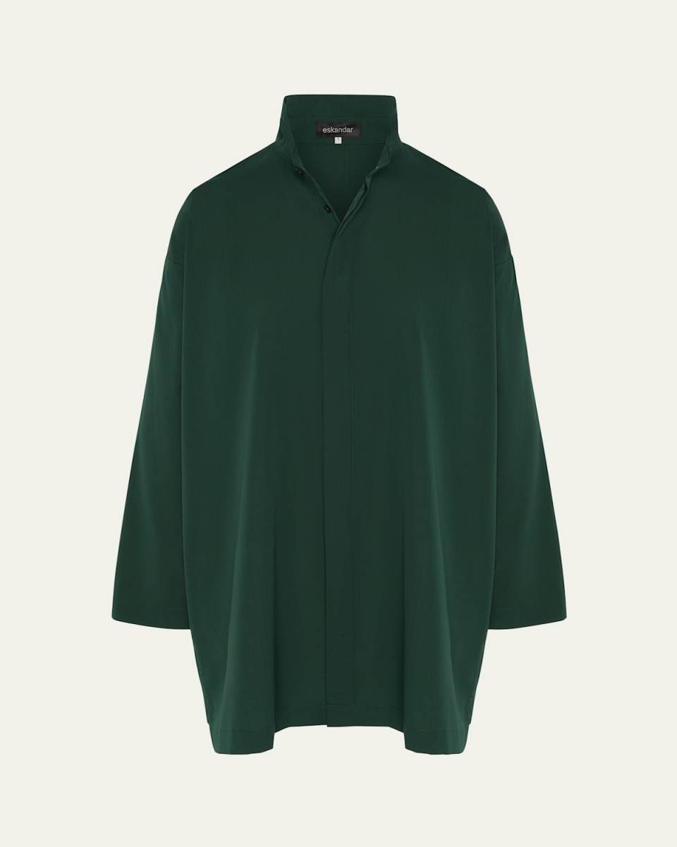 Slim A-Line Shirt With Double Stand-Collar And Stepped Insert (Long Plus Length)